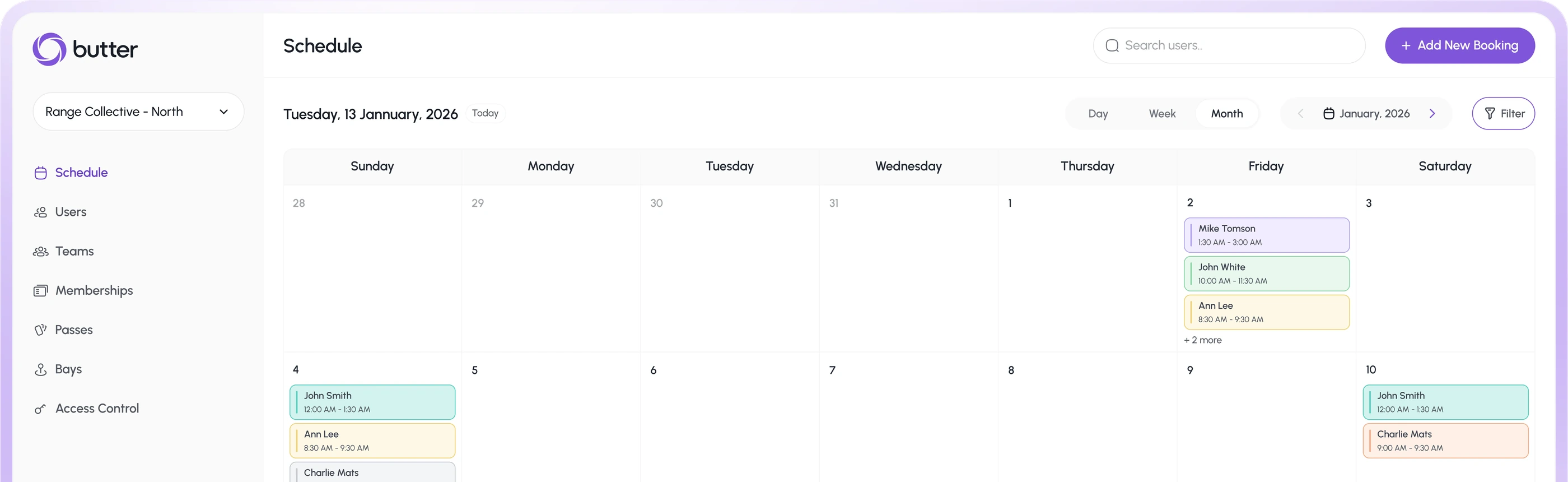Butter booking calendar screen
